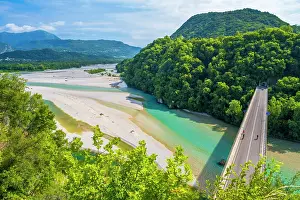 Unspoiled Prints: Europe, Italy, Friuli. The tagliamento river near to San Daniele del Friuli