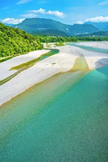 Unspoiled Prints: Europe, Italy, Friuli. The tagliamento river near to San Daniele in Friuli