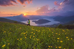 Province Of Brescia Prints: Europe, Italy, Iseo lake view from Colmi of Sulzano, province of Brescia