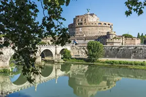 Tiber Prints: europe, Italy, Latium. Rome, view over the river Tiber towards the Castel Sant Angelo
