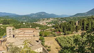 Pilgrimage Gallery: europe, Italy, Latium. View of the monastery of Santa Scolastica and the town of Subiaco