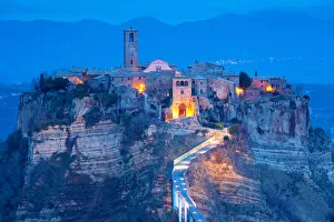Images Dated 9th September 2016: Europe, Italy, Lazio, Viterbo district. Civita of Bagnoregio at dusk