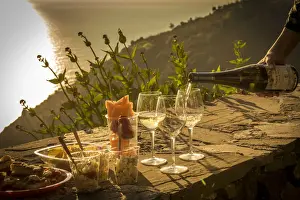 Riomaggiore Prints: europe, Italy, Liguria. An aperitif with Cinque Terre wine
