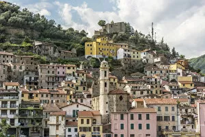 Europe, Italy, Liguria. Badalucco. A view of the little Ligurian town