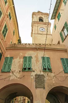 Images Dated 3rd February 2023: Europe, Italy, Liguria. Bordighera, the church tower of Bordighera alta