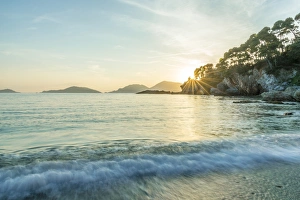 Liguria Gallery: europe, Italy, Liguria. Fiascherino bay at sunset