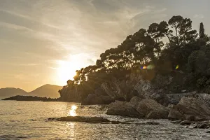 Poets Prints: europe, Italy, Liguria. Fiascherino bay at sunset