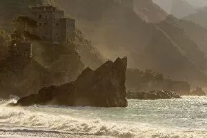 Europe, Italy, Liguria. Monterosso beach in the morning sun