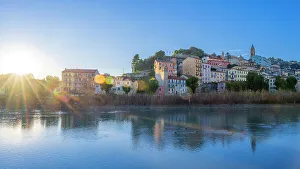 Images Dated 3rd February 2023: Europe, Italy, Liguria. The old town of Ventimiglia, border to France at sunset