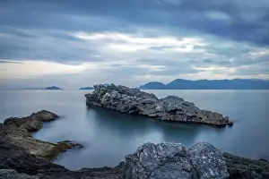 Poets Prints: europe, Italy, Liguria. Rocks near the village of Tellaro in the Gulf of La Spezia