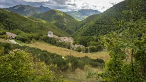 Marches Prints: Europe, Italy, Marches. The monastery of Fonte Avellana in the Apennines