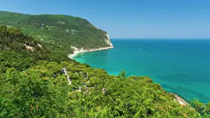 Sirolo Prints: europe, Italy, The Marches. The monte Conero and its beaches seen from Sirolo