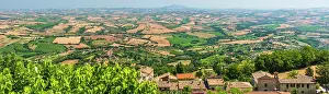 Le Marche Prints: europe, Italy, The Marches. The scenic view of the hills of the Marches Landscape seen from Cingoli