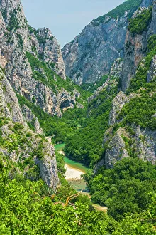 Le Marche Prints: europe, Italy, The Marches. View towards the gorge Gola del Furlo
