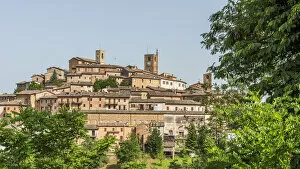 europe, Italy, the Marches. View of the village of Sarnano