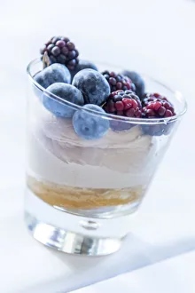 Images Dated 18th November 2016: Europe, Italy. Mousse au milk chocolate with berries