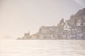 Europe, Italy, Peschiera Maraglio at sunset, province of Brescia Europe, Italy, Peschiera Maraglio at sunset, province of Brescia