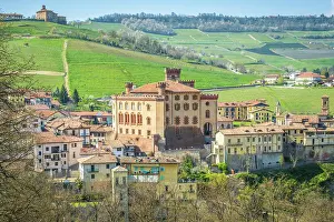 Piedmont Prints: Europe, Italy, Piedmont. The famous castle of the small wine town Barolo that hosts a wine museum