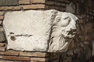 Europe, Italy, Rome. Via Appia Antica. An ancient roman sculpture in the Capo di Bove