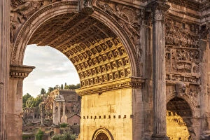 Rome Gallery: Europe, Italy, Rome. The arch of Septimus Severus in the Forum Romanum at sunrise