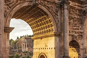 Triumphal Arch Prints: Europe, Italy, Rome. The arch of Septimus Severus in the Forum Romanum at sunrise