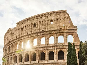 Archeological Site Gallery: Europe, Italy, Rome. The Colosseum with morning sun