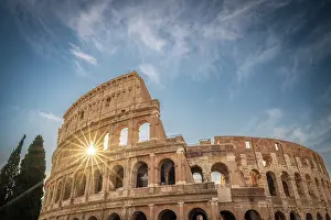 Latium Prints: europe, Italy, Rome. The colosseum in the morning sun