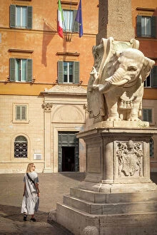 Europe, Italy, Rome. The Elephant and Obelisk on the Piazza della Minerva