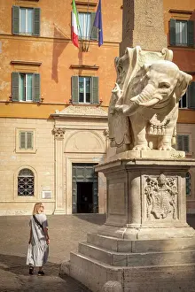 Bernini Prints: Europe, Italy, Rome. The Elephant and Obelisk on the Piazza della Minerva