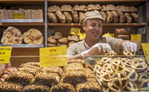 Pasta Prints: Europe, Italy, Rome. Inside the famous Rossioli Bakery close to Campo de Fiori