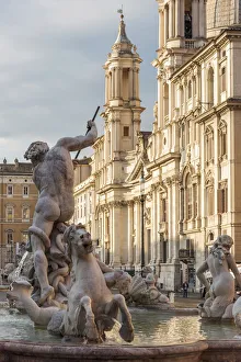 Bernini Prints: Europe, Italy, Rome. The Piazza Navona with the Neptune