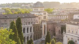 Capitoline Museums Prints: europe, Italy, Rome. Scenic view over the city at sunset from the Terrazza Caffarelli of