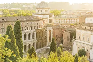 europe, Italy, Rome. Scenic view over the city at sunset from the Terrazza Caffarelli of