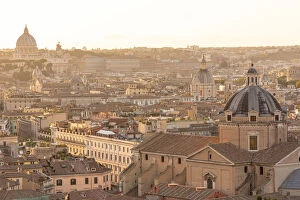 Europe, Italy, Rome. Scenic view from the Vittoriano over the town towards St