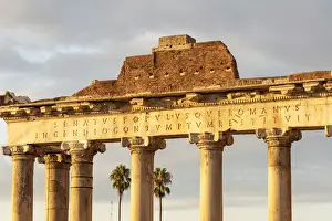 Archeologic Prints: Europe, Italy, Rome. The temple of Saturn in the Forum Romanum at sunrise
