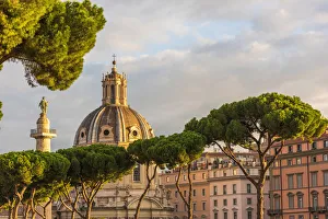 Images Dated 5th November 2019: Europe, Italy, Rome. The Trajans column and the nearby church
