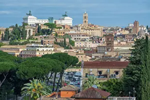 Latium Prints: Europe, Italy, Rome. View from the Aventine towards the Piazza Venezia and its buildings