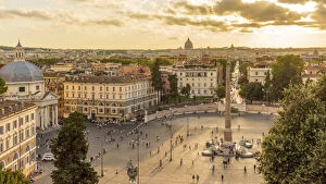 Europe, Italy, Rome. View toward the Piazza del Popolo and Saint Peter'