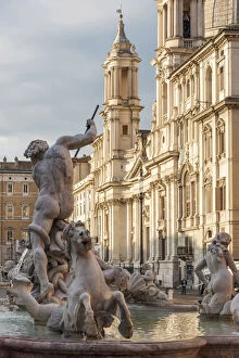 Europe, Italy, Rome.The Piazza Navona with the Neptune'
