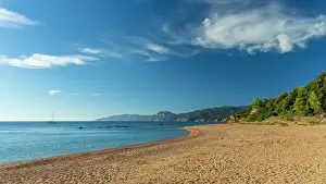 Sandy Prints: Europe, Italy, Sardinia. The beach of Cala Gonone in the morning light