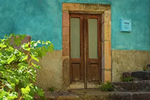 Bosa Prints: Europe, Italy, Sardinia. Bosa, colorful entrance to a house