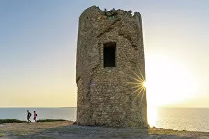 Couple Gallery: Europe, Italy, Sardinia. One of the Spanish Watch towers, Turre sa Mora at Punta Mannu Cape near