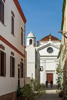 Sardegna Prints: Europe, Italy, Sardinia. A street in the little town of Calasetta on the Island Sant Antioco in the Sulcis area