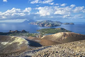 Europe, Italy, Sicily, Aeolian Islands, Vulcano Island, High angle view of, Aeolian