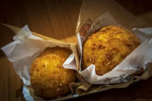 Images Dated 20th June 2022: europe, Italy, Sicily. Arancini - traditional sicilian street food made of rice