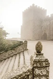 Europe, Italy, Sicily. The castle of Venus in Erice in a typical foggy morning