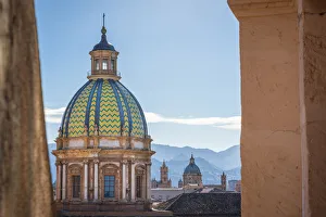 Palermo Prints: europe, Italy, Sicily. Palermo, Santa Caterina and cathedral