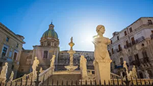 Images Dated 20th June 2022: europe, Italy, Sicily. Palermo, piazza Pretoria with the Praetoria fountain
