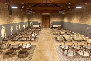 Wine Producer Prints: Europe, Italy, Sicily. Vittoria, a wine cellar using amphorae