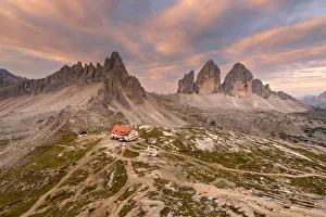 Europe, Italy, South Tyrol, Bolzano. Paterno, Tre Cime di Lavaredo and the Locatelli
